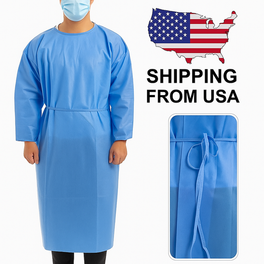 Level 2 Disposable Isolation Gowns – 100-Pack | Medical PPE, Full-Back SMS Gown with Knit Cuffs – Blue Unisex Protective Wear