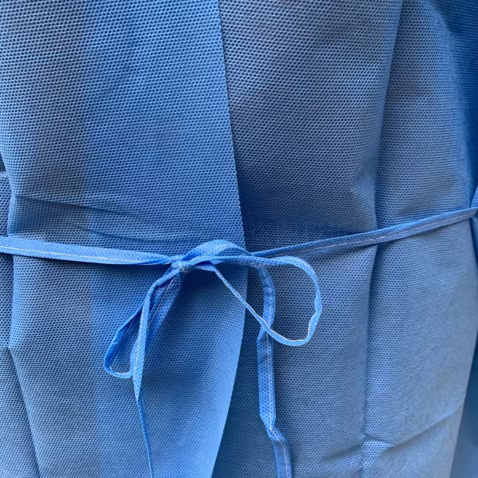 Level 2 Disposable Isolation Gowns – 100-Pack | Medical PPE, Full-Back SMS Gown with Knit Cuffs – Blue Unisex Protective Wear